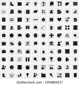 Set of 100 Glyph Universal Business Icons Vector