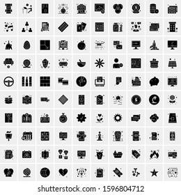 Set of 100 Glyph Universal Business Icons Vector