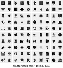 Set of 100 Glyph Universal Business Icons Vector