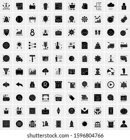 Set of 100 Glyph Universal Business Icons Vector