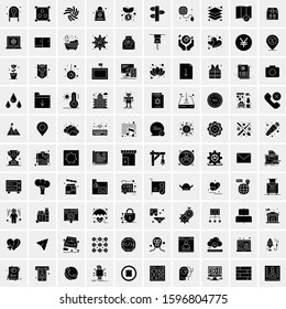 Set of 100 Glyph Universal Business Icons Vector
