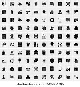 Set of 100 Glyph Universal Business Icons Vector