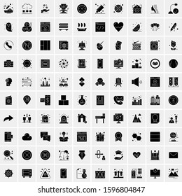 Set of 100 Glyph Universal Business Icons Vector