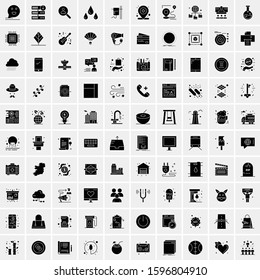 Set of 100 Glyph Universal Business Icons Vector