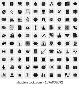 Set of 100 Glyph Universal Business Icons Vector