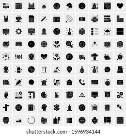 Set of 100 Glyph Universal Business Icons Vector