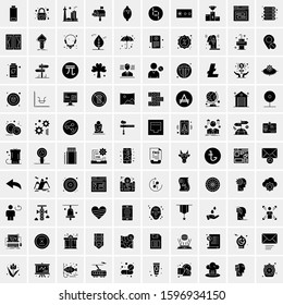 Set of 100 Glyph Universal Business Icons Vector