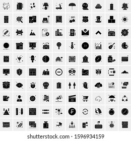 Set of 100 Glyph Universal Business Icons Vector
