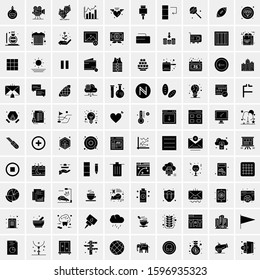 Set of 100 Glyph Universal Business Icons Vector