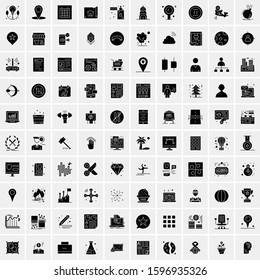 Set of 100 Glyph Universal Business Icons Vector