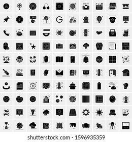 Set of 100 Glyph Universal Business Icons Vector