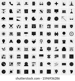 Set of 100 Glyph Universal Business Icons Vector