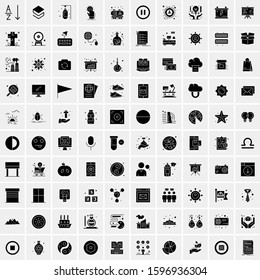 Set of 100 Glyph Universal Business Icons Vector