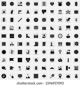 Set of 100 Glyph Universal Business Icons Vector