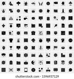 Set of 100 Glyph Universal Business Icons Vector