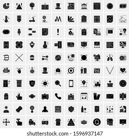 Set of 100 Glyph Universal Business Icons Vector