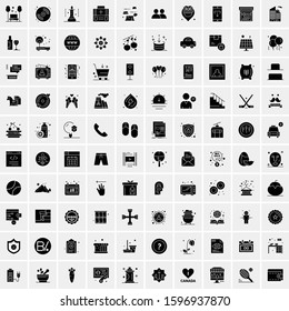 Set of 100 Glyph Universal Business Icons Vector
