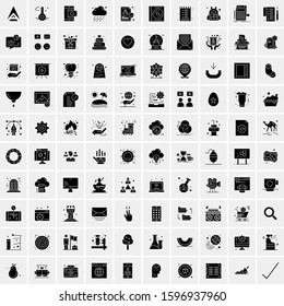 Set of 100 Glyph Universal Business Icons Vector