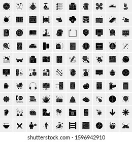 Set of 100 Glyph Universal Business Icons Vector