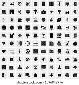 Set of 100 Glyph Universal Business Icons Vector