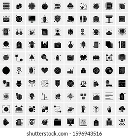 Set of 100 Glyph Universal Business Icons Vector