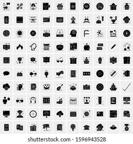 Set of 100 Glyph Universal Business Icons Vector