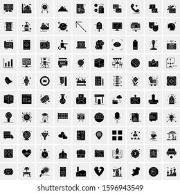 Set of 100 Glyph Universal Business Icons Vector