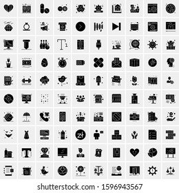 Set of 100 Glyph Universal Business Icons Vector