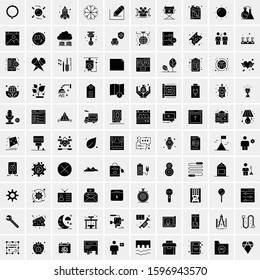 Set of 100 Glyph Universal Business Icons Vector