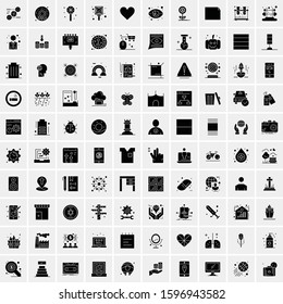 Set of 100 Glyph Universal Business Icons Vector
