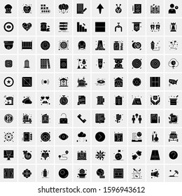 Set of 100 Glyph Universal Business Icons Vector