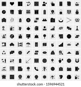Set of 100 Glyph Universal Business Icons Vector