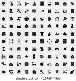 Set of 100 Glyph Universal Business Icons Vector