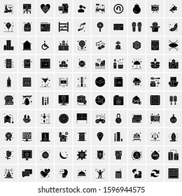 Set of 100 Glyph Universal Business Icons Vector