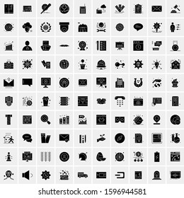 Set of 100 Glyph Universal Business Icons Vector