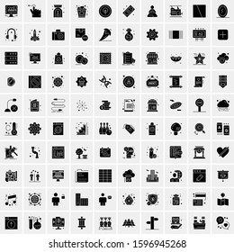 Set of 100 Glyph Universal Business Icons Vector
