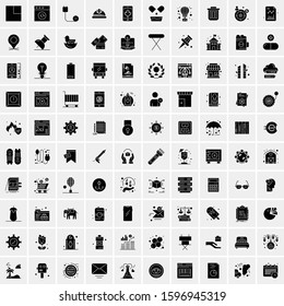 Set of 100 Glyph Universal Business Icons Vector