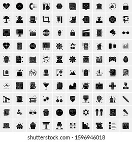Set of 100 Glyph Universal Business Icons Vector