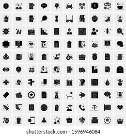 Set of 100 Glyph Universal Business Icons Vector