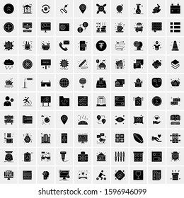 Set of 100 Glyph Universal Business Icons Vector