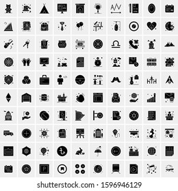 Set of 100 Glyph Universal Business Icons Vector