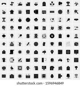 Set of 100 Glyph Universal Business Icons Vector