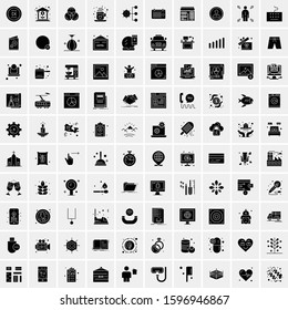 Set of 100 Glyph Universal Business Icons Vector