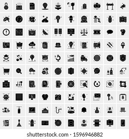 Set of 100 Glyph Universal Business Icons Vector