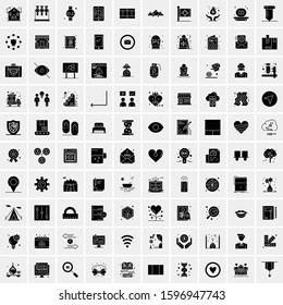 Set of 100 Glyph Universal Business Icons Vector