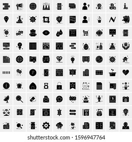 Set of 100 Glyph Universal Business Icons Vector