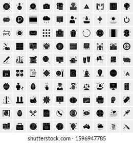 Set of 100 Glyph Universal Business Icons Vector