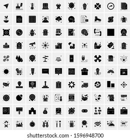 Set of 100 Glyph Universal Business Icons Vector
