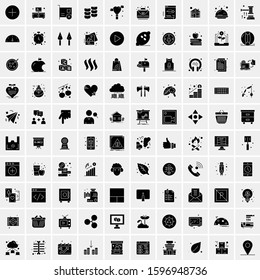 Set of 100 Glyph Universal Business Icons Vector