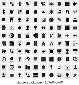 Set of 100 Glyph Universal Business Icons Vector